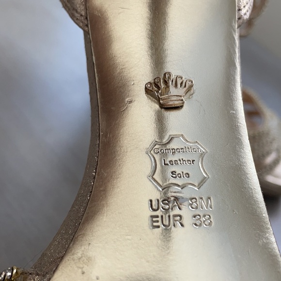 GOLD ANKLE STRAP RHINESTONE HEELS-NINA NEW YORK - NEVER WORN SZ 8 - Picture 6 of 6